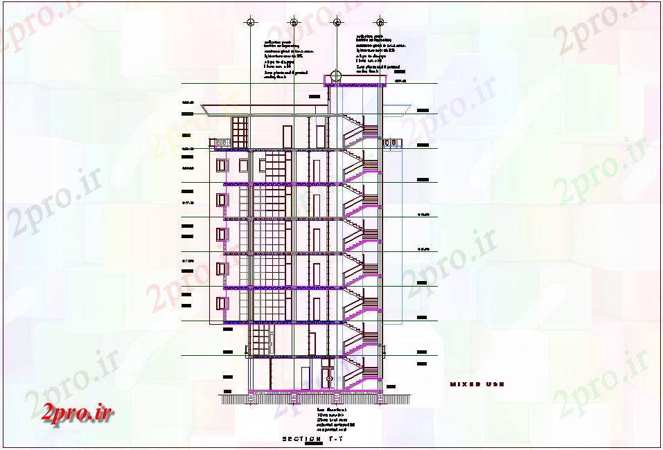 دانلود نقشه ساختمان مرتفع بخش برای فاده از مخلوط بلند ساخت 17 در 19 متر (کد75437)