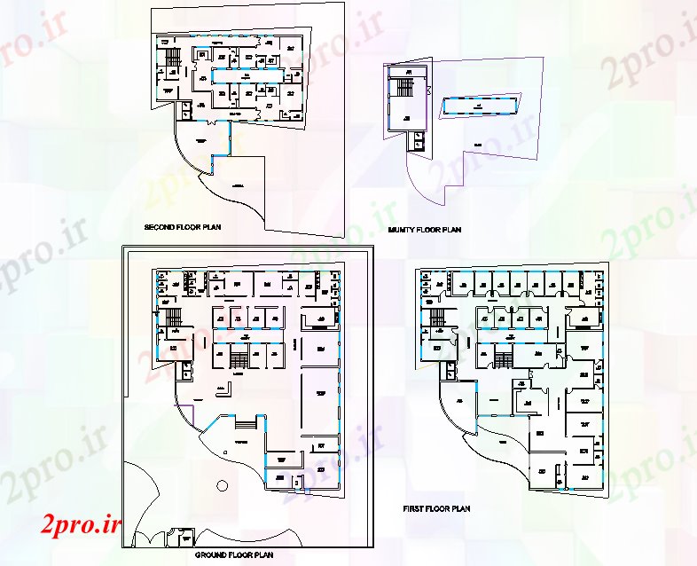 دانلود نقشه ساختمان اداری - تجاری - صنعتی جزئیات طرحی دفتر (کد75441)