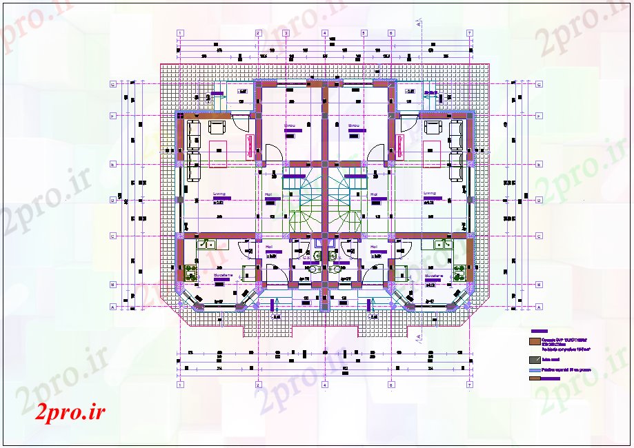 دانلود نقشه آپارتمان یک طبقه طرحی معماری خانه دوبلکس با طبقه اول 11 در 14 متر (کد75462)