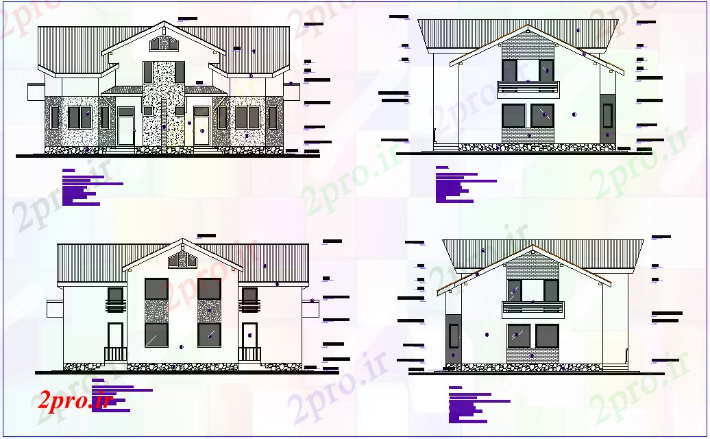دانلود نقشه آپارتمان یک طبقه متفاوت نما محور برای خانه دوبلکس ساخت 11 در 14 متر (کد75465)