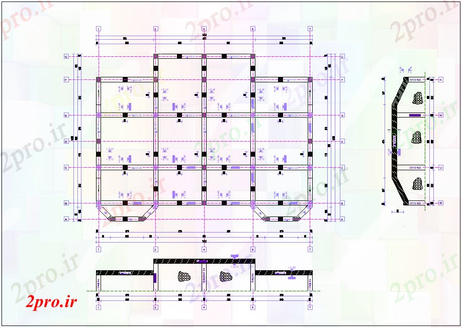 دانلود نقشه جزئیات تیر  پرتو در طرحی با دیدگاه ساختاری برای خانه دوبلکس (کد75469)
