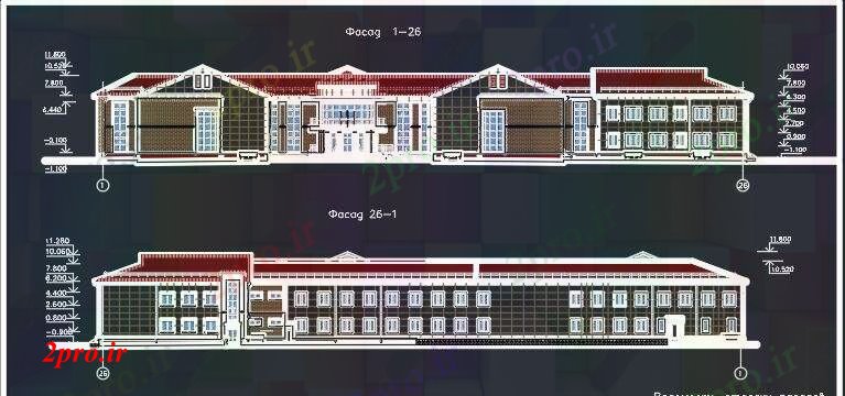 دانلود نقشه دانشگاه ، آموزشکده ، مدرسه ، هنرستان ، خوابگاه - پروژه مدرسه هنر 36 در 87 متر (کد75474)