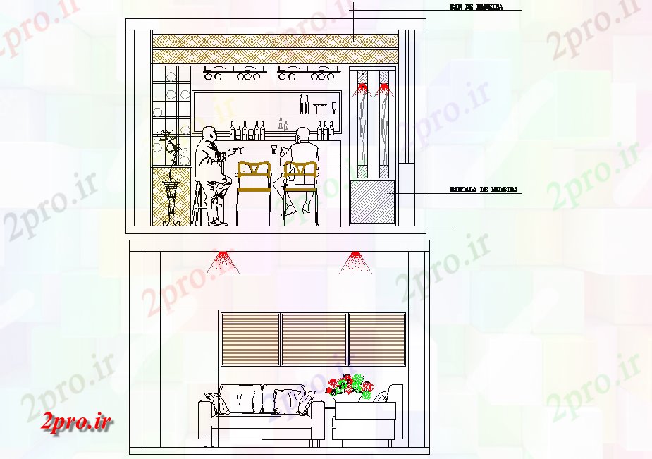 دانلود نقشه مسکونی ، ویلایی ، آپارتمان جزئیات بخش اتاق 8 در 31 متر (کد75503)