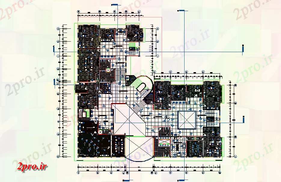 دانلود نقشه ساختمان اداری - تجاری - صنعتی دفتر کار طرحی جزئیات 22 در 42 متر (کد75522)