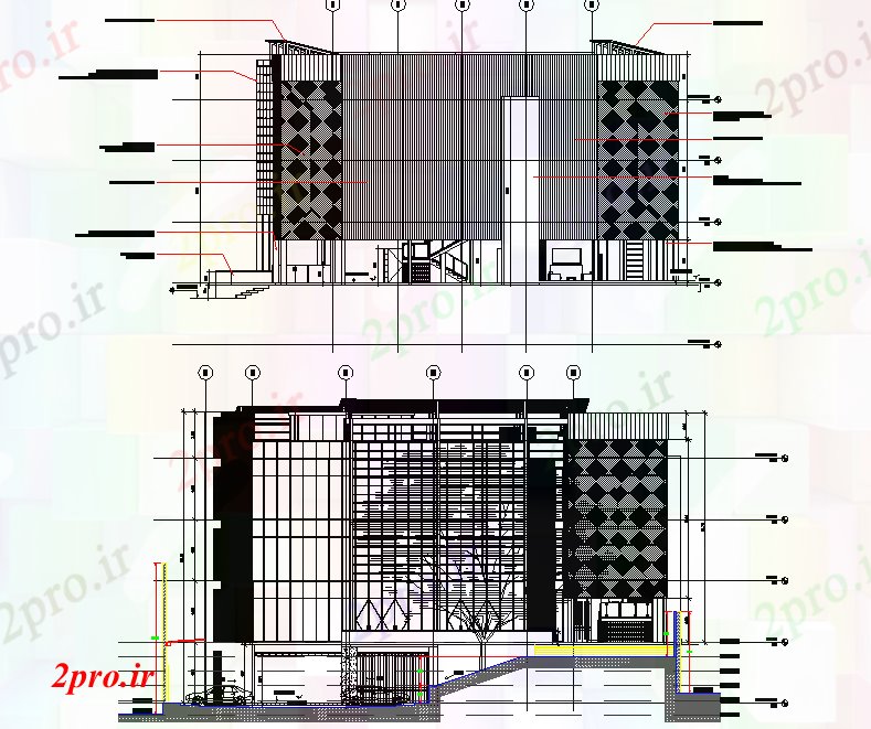 دانلود نقشه ساختمان اداری - تجاری - صنعتی طرحی دفتر نمای (کد75524)