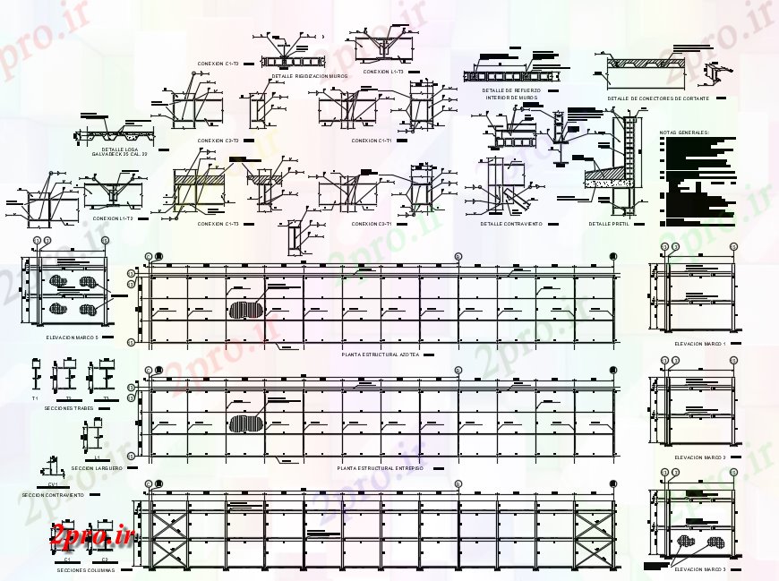 دانلود نقشه پلان مقطعی دفتر جزئیات فولاد (کد75528)