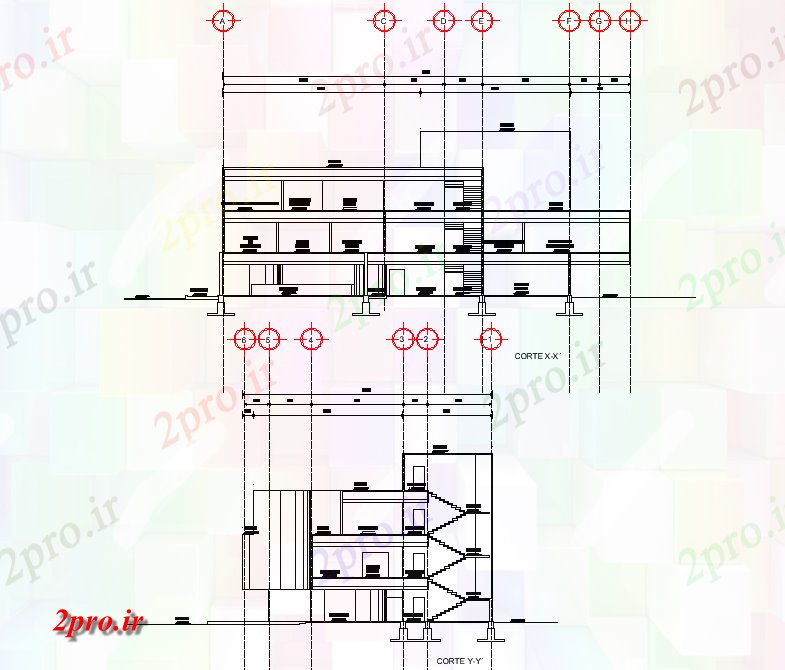 دانلود نقشه ساختمان اداری - تجاری - صنعتی طرحی بخش edificiode oficinas 30 در 32 متر (کد75535)