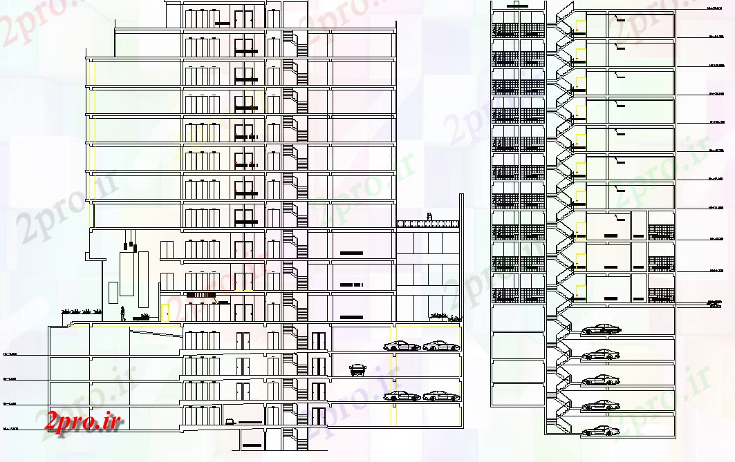 دانلود نقشه ساختمان مرتفعبخش های بلند طرحی ساختمان جزئیات 22 در 50 متر (کد75542)