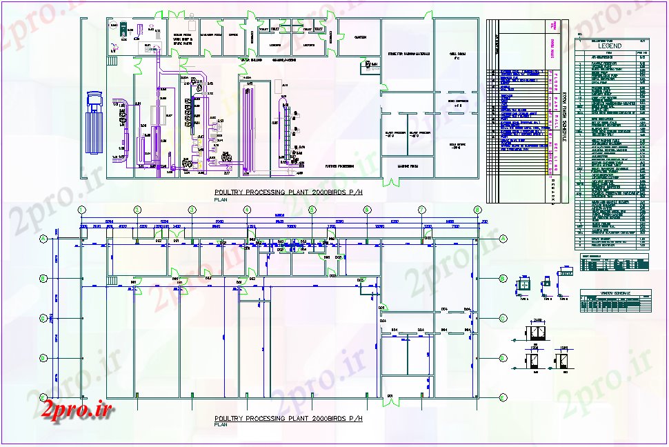 دانلود نقشه کارخانه صنعتی  ، کارگاه پردازش طرحی کارخانه صنعتی  ، کارگاه با ظرفیت 2000 پرندگان و برنامه مورد مرغ (کد75571)