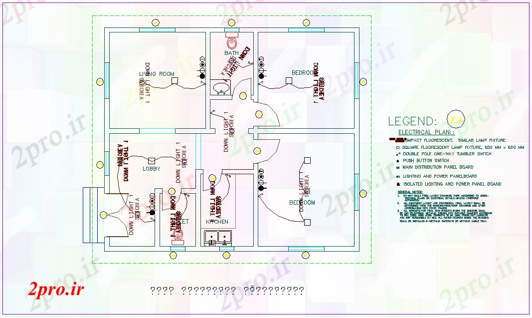 دانلود نقشه معماری طرحی برق منطقه از کارخانه صنعتی  (کد75595)