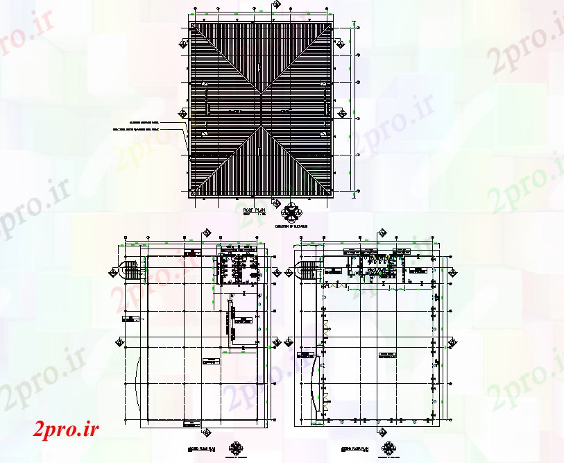 دانلود نقشه ساختمان اداری - تجاری - صنعتی کارخانه و طرحی غذاخوری جزئیات 39 در 55 متر (کد75618)