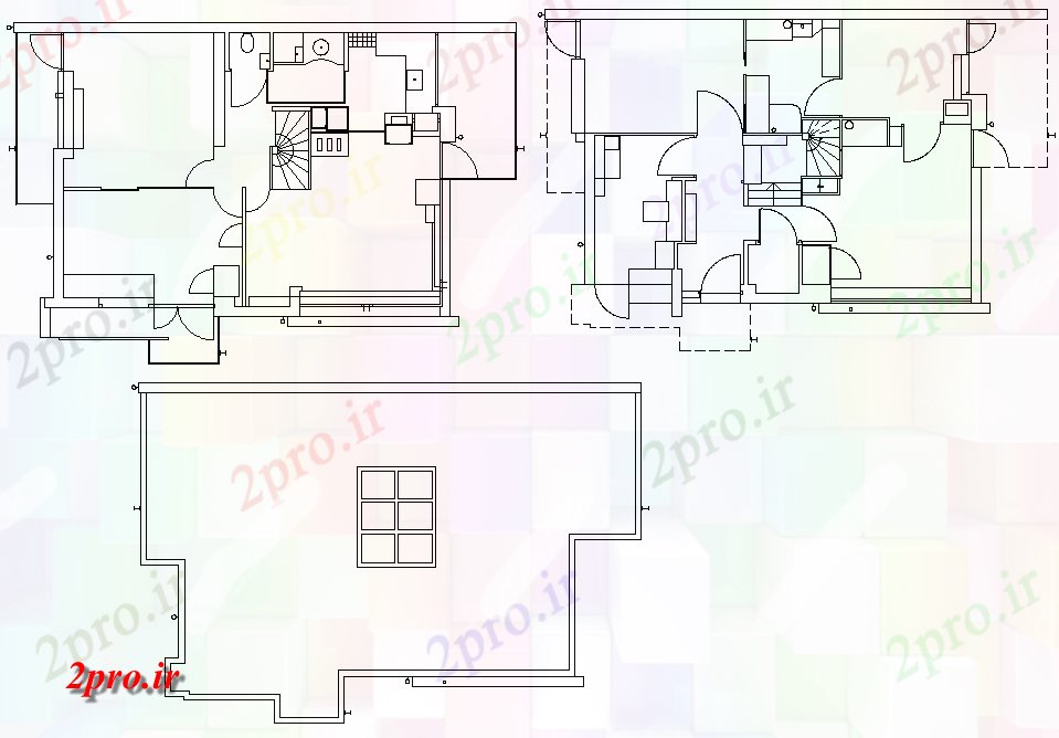 دانلود نقشه مسکونی ، ویلایی ، آپارتمان جزئیات برنامه ریزی یک خانواده 7 در 9 متر (کد75619)