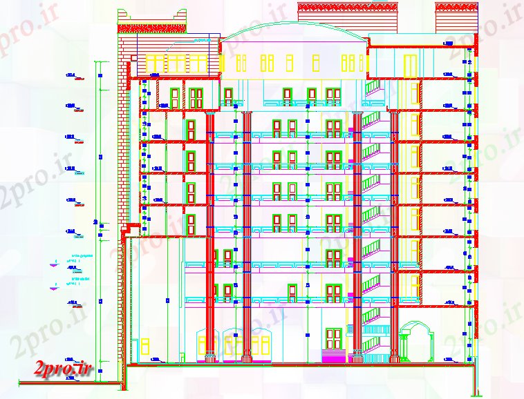 دانلود نقشه جزئیات معماری بلند جزئیات ساختمان نمای (کد75650)