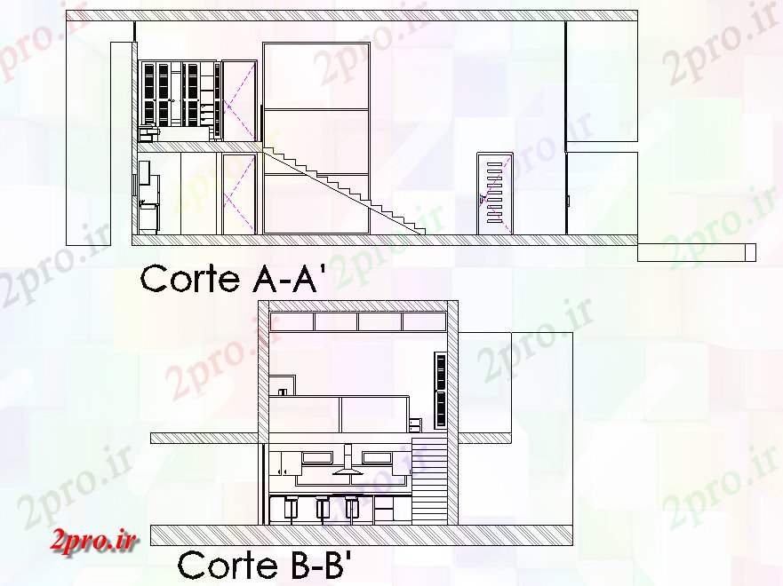 دانلود نقشه ساختمان اداری - تجاری - صنعتی جزئیات بخش خانه 12 در 17 متر (کد75654)