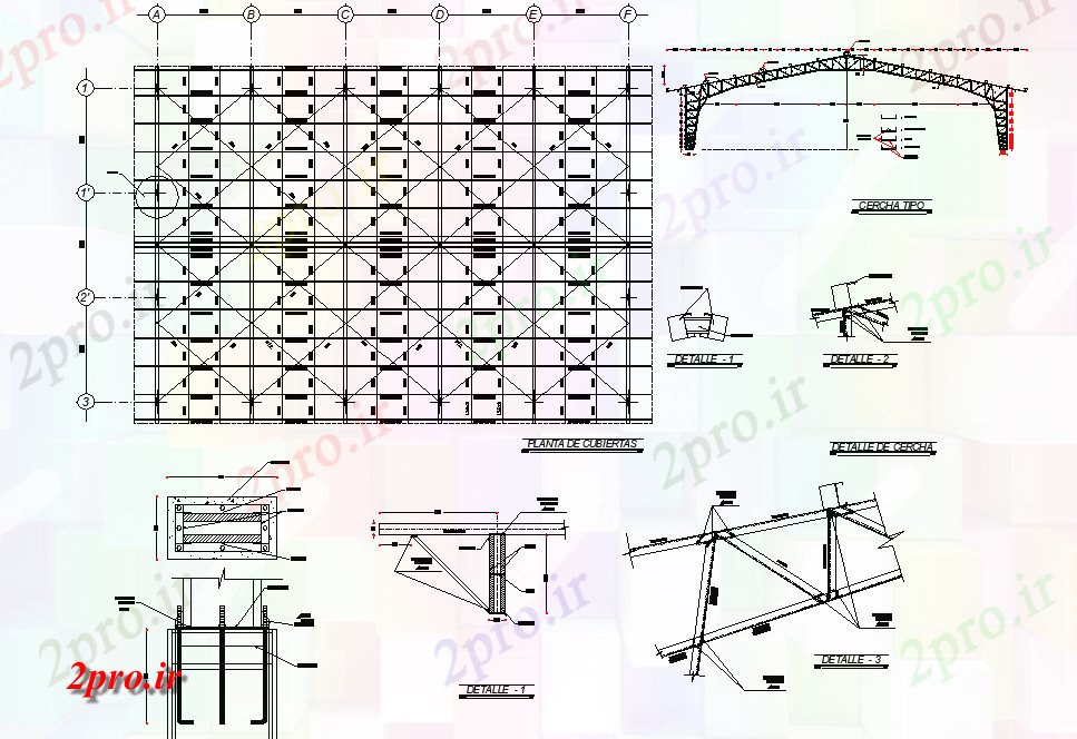 دانلود نقشه جزئیات ساخت و ساز طرحی سقف و بخش جزئیات (کد75665)