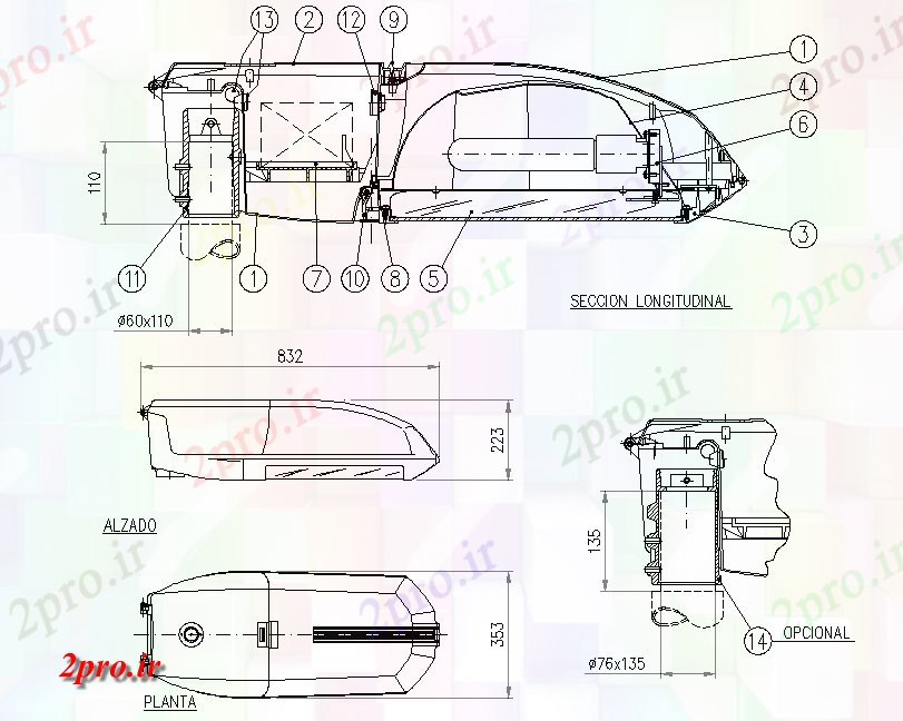 دانلود نقشه جزئیات ساخت و ساز جزئیات طرحی Lightstr (کد75672)