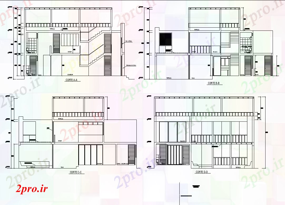 دانلود نقشه مسکونی ، ویلایی ، آپارتمان بخش طرحی خوابگاه، 11 در 14 متر (کد75679)