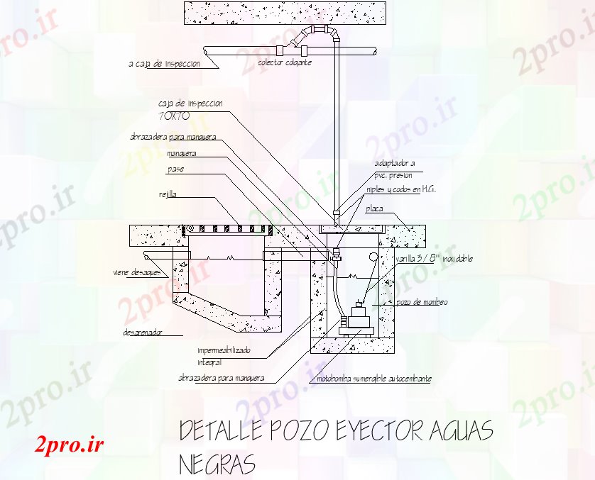 دانلود نقشه جزئیات ساخت و ساز جزئیات طرحی اجکتور فاضلاب (کد75697)