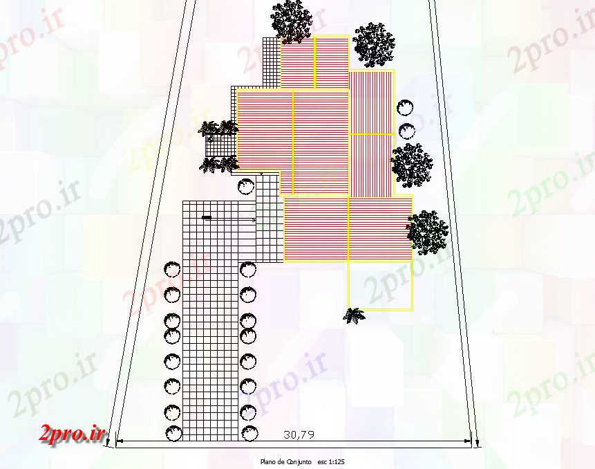 دانلود نقشه ساختمان اداری - تجاری - صنعتی طرحی بندی جزئیات طرح 11 در 24 متر (کد75720)