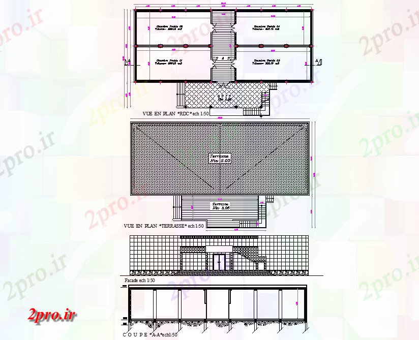 دانلود نقشه مسکونی ، ویلایی ، آپارتمان طرح، نما و بخش جزئیات خانه 12 در 28 متر (کد75727)