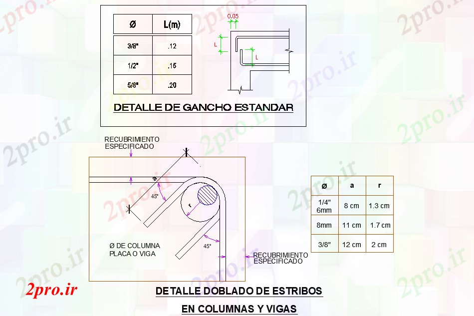 دانلود نقشه جزئیات ساخت و ساز لنگر جزئیات پیچ (کد75743)