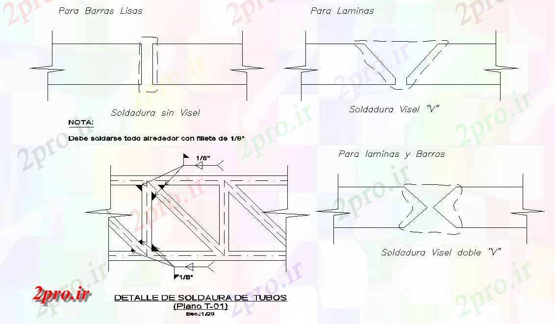 دانلود نقشه جزئیات ساخت و ساز لوله جزئیات لحیم کاری (کد75752)