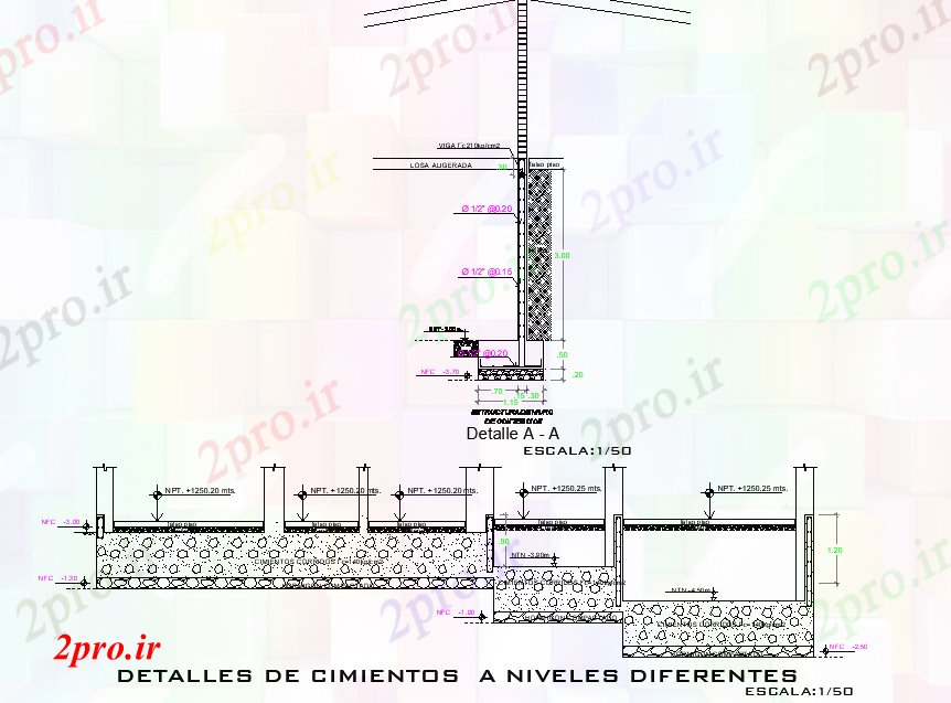 دانلود نقشه جزئیات پایه جزئیات پایه و اساس در سطوح مختلف (کد75755)