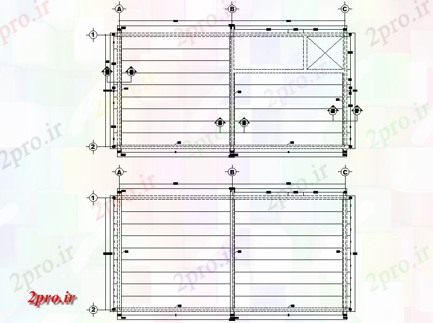 دانلود نقشه جزئیات ساخت و ساز جزئیات طرحی سقف (کد75758)