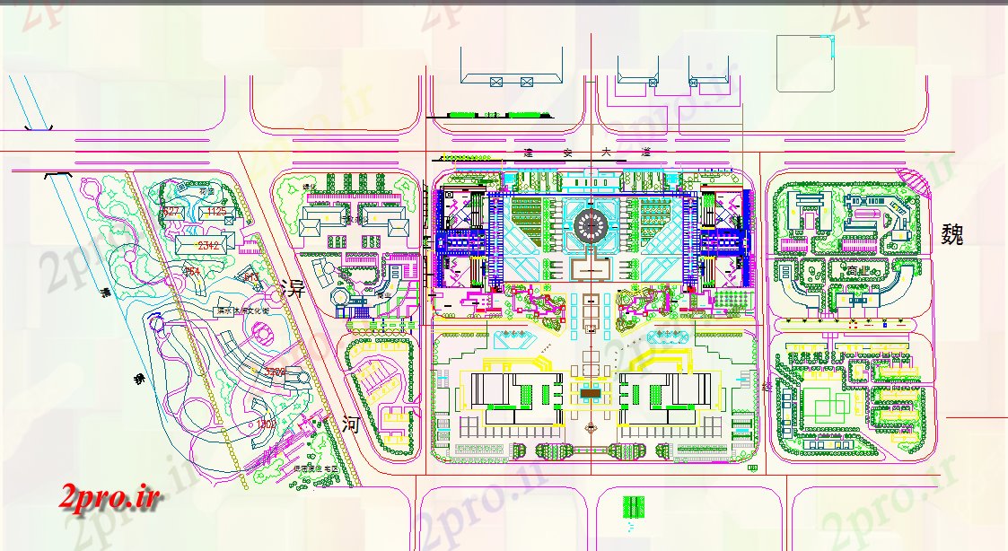 دانلود نقشه برنامه ریزی شهری دانسیته پایین طرحی منطقه مسکونی دراز کردن (کد75765)