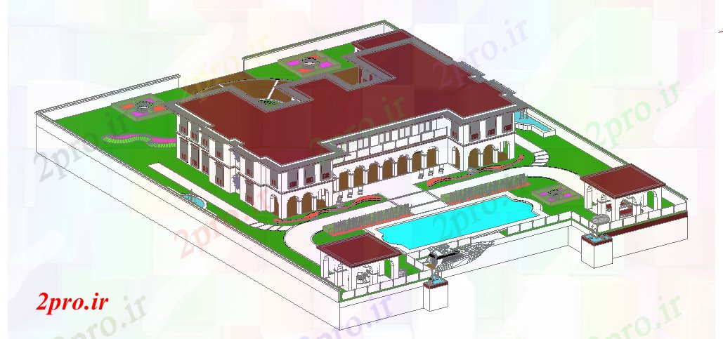دانلود نقشه سه بعدی ساختمان مرتفعطراحی نمای از یک ساختمان در تریدی (کد75783)