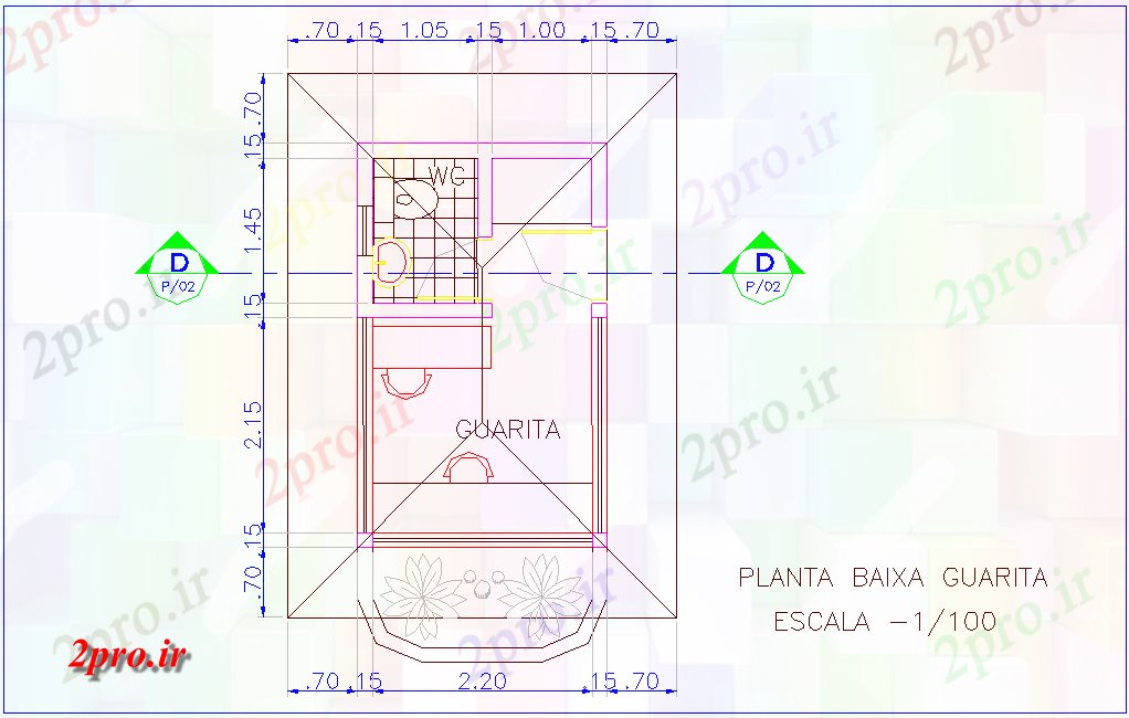 دانلود نقشه سرویس بهداشتی - دستشویی  منطقه لباسشویی با طرحی WC برای کارخانه صنعتی  (کد75784)
