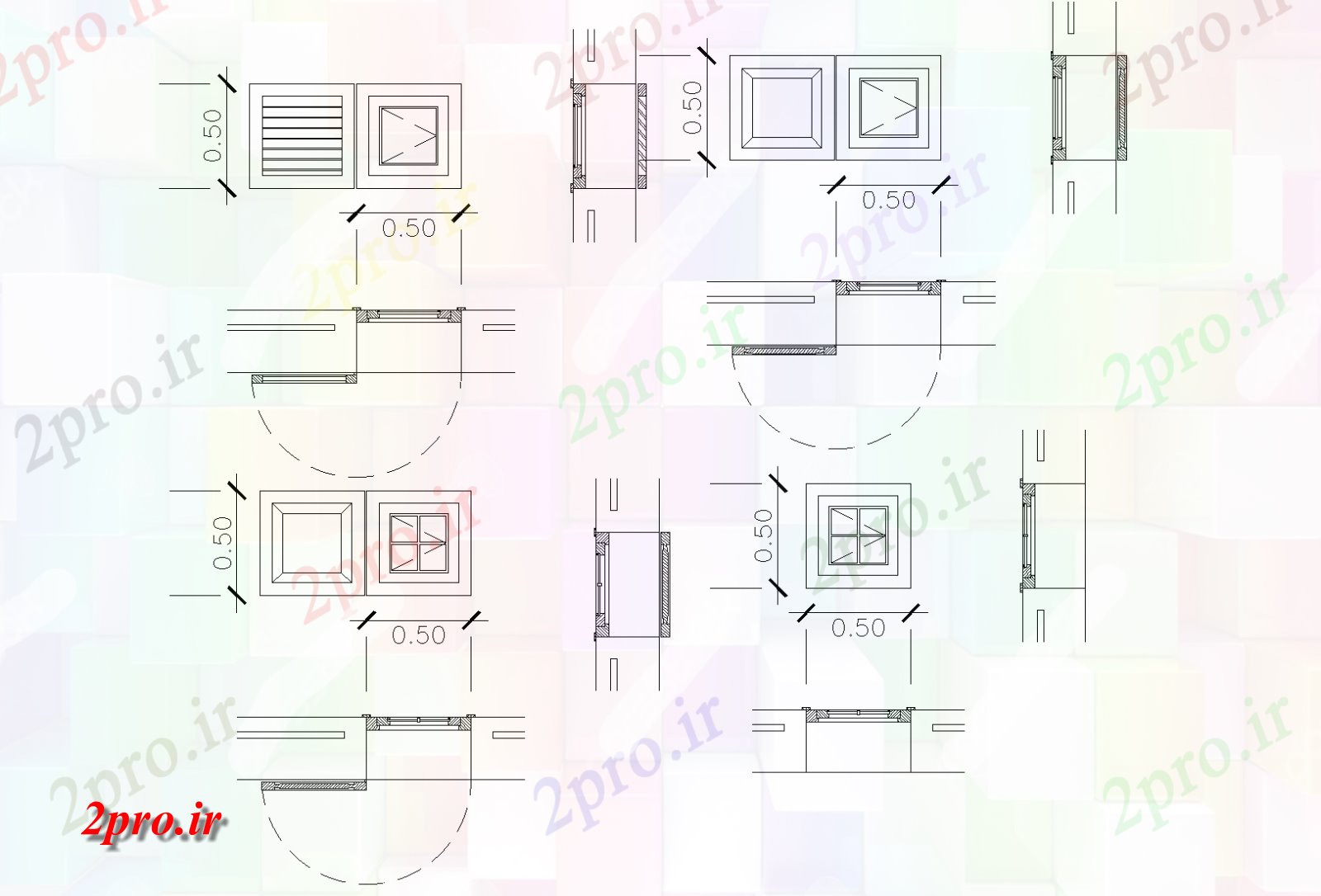 دانلود نقشه درب و پنجره ساده پنجره طرحی جزئیات (کد75830)