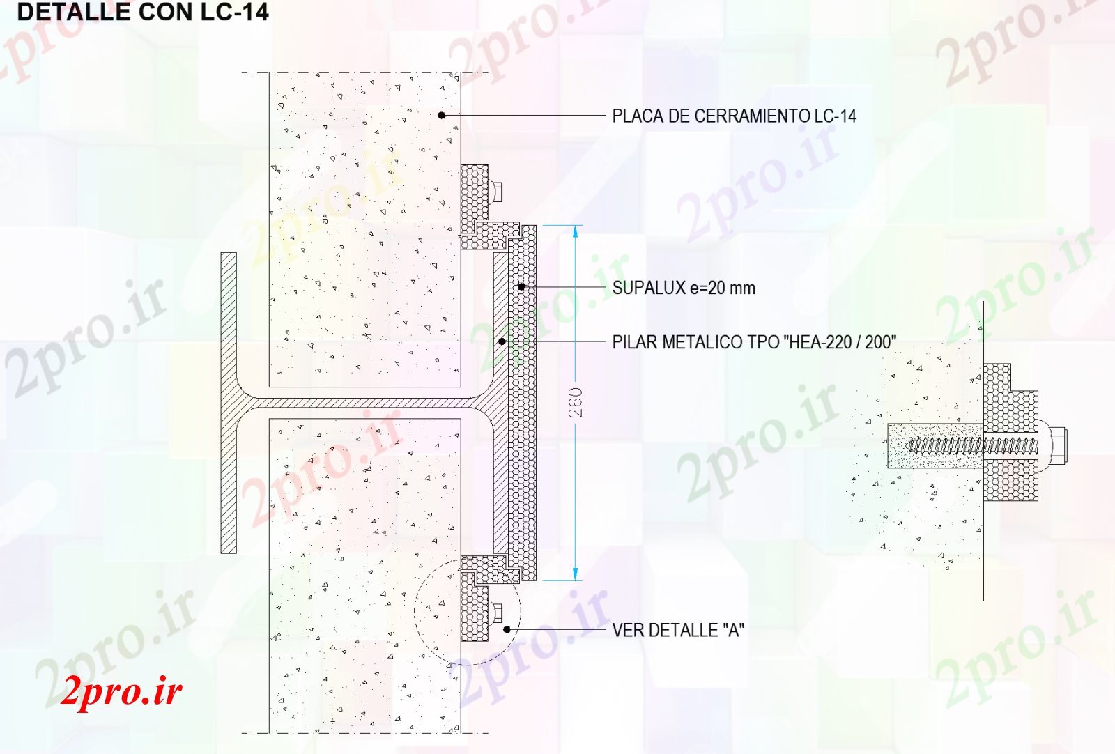 دانلود نقشه جزئیات ساخت و ساز اتصال با صفحات دیوار با فلز طرحی ستون جزئیات (کد75836)