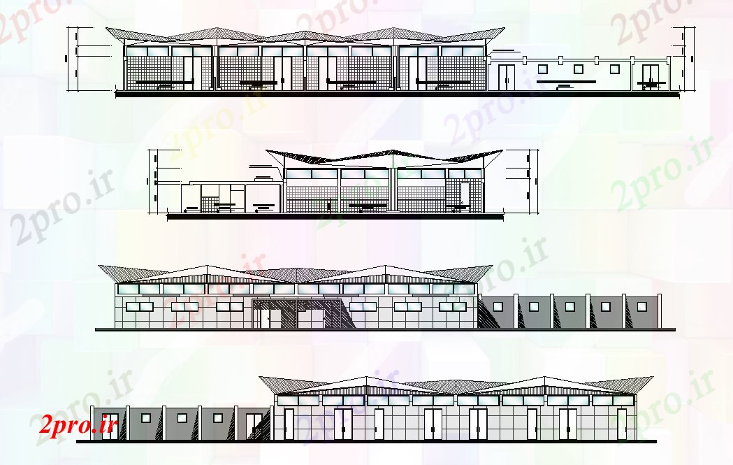 دانلود نقشه ساختمان اداری - تجاری - صنعتی جزئیات طرحی resear نما (کد75854)