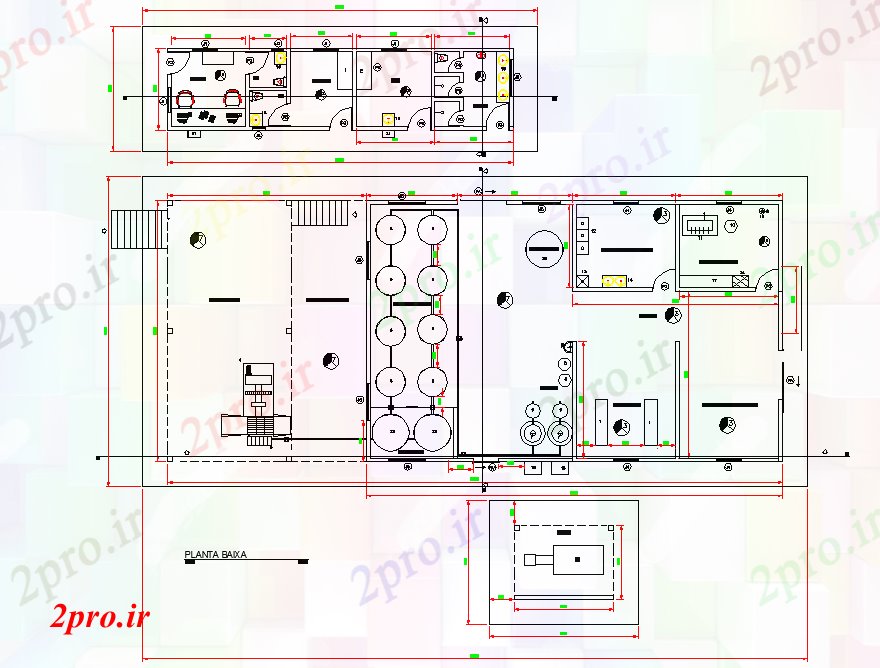 دانلود نقشه ساختمان اداری - تجاری - صنعتی کارخانه طرحی جزئیات 3 در 16 متر (کد75877)