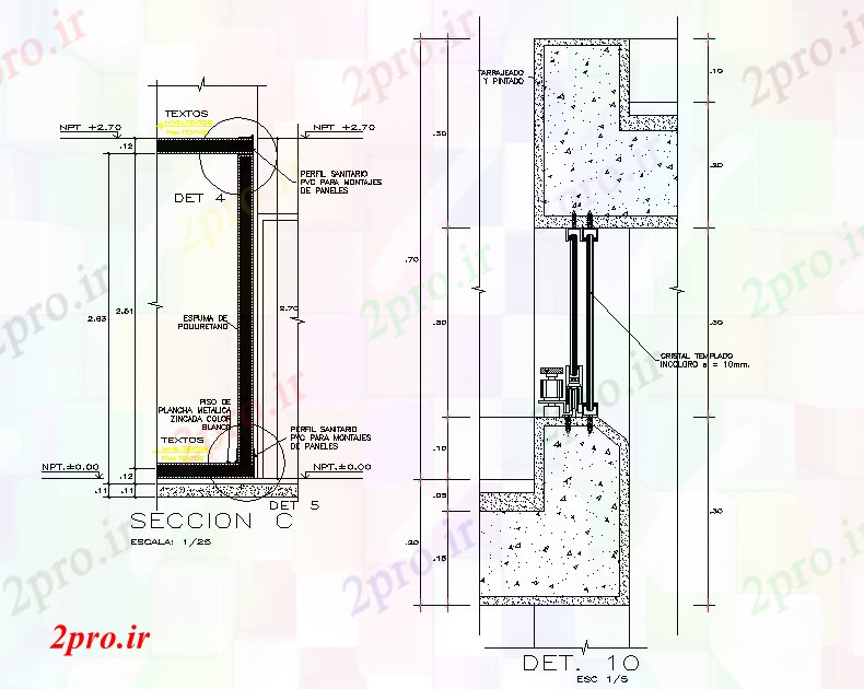 دانلود نقشه درب و پنجره درب بخش جزئیات 10 در 12 متر (کد75880)