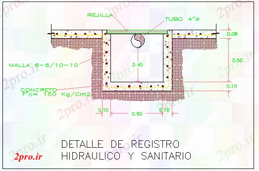 دانلود نقشه جزئیات ساختار جزئیات هیدرولیک و ضبط بهداشتی طراحی (کد75900)