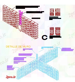 دانلود نقشه جزئیات ساختار نمای ایزومتریک دیوار جزئیات طراحی (کد75910)