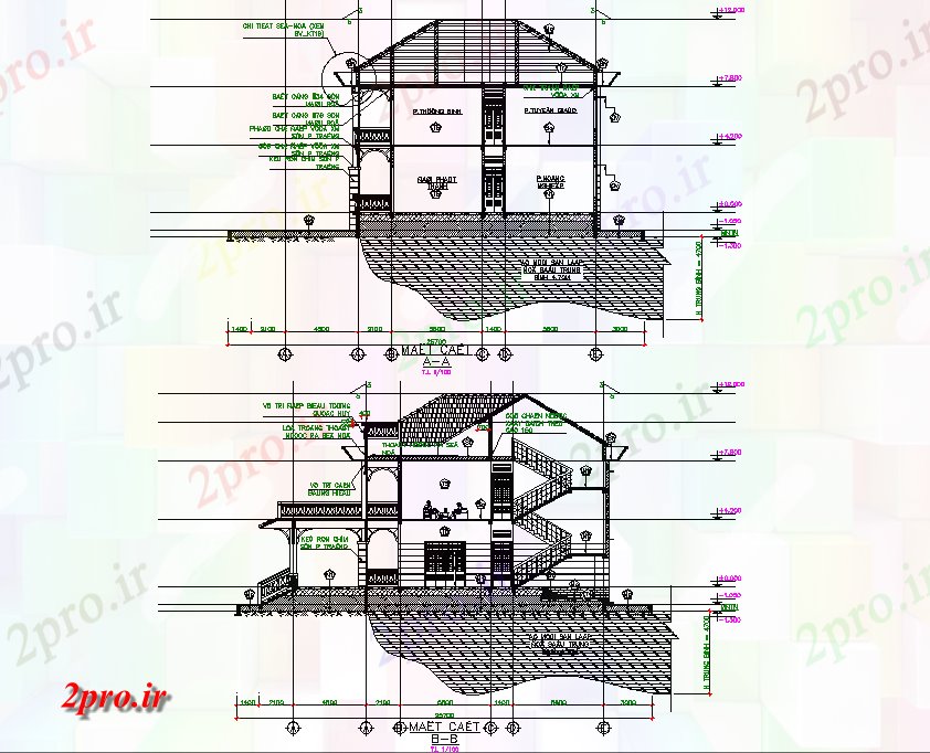 دانلود نقشه مسکونی ، ویلایی ، آپارتمان بخش طرحی خانه جزئیات 14 در 36 متر (کد75952)