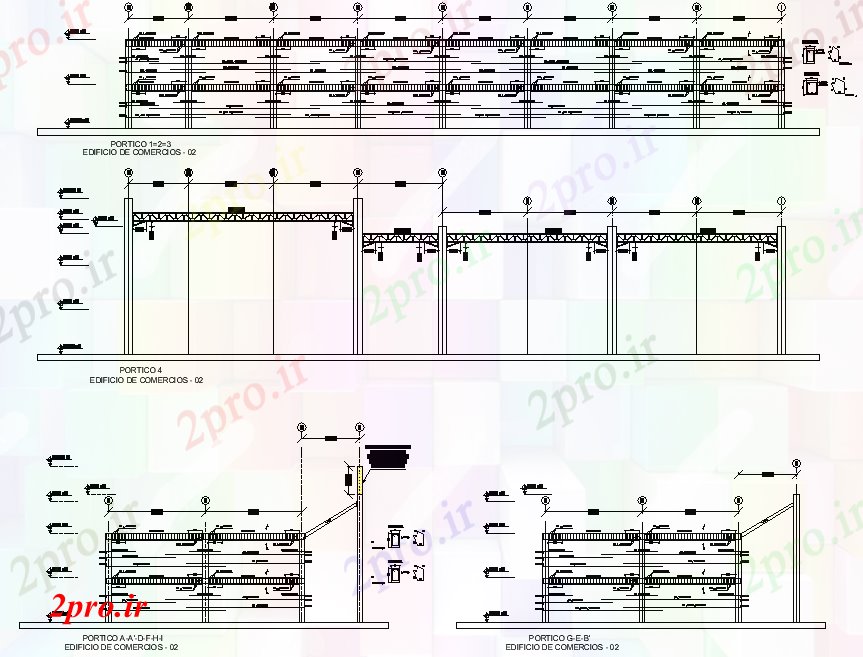 دانلود نقشه هایپر مارکت - مرکز خرید - فروشگاه پرتو بخش مرکز طرحی پروژه 45 در 90 متر (کد76039)