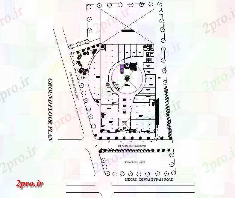 دانلود نقشه هایپر مارکت - مرکز خرید - فروشگاه مرکز خرید چیدمان 69 در 109 متر (کد76149)