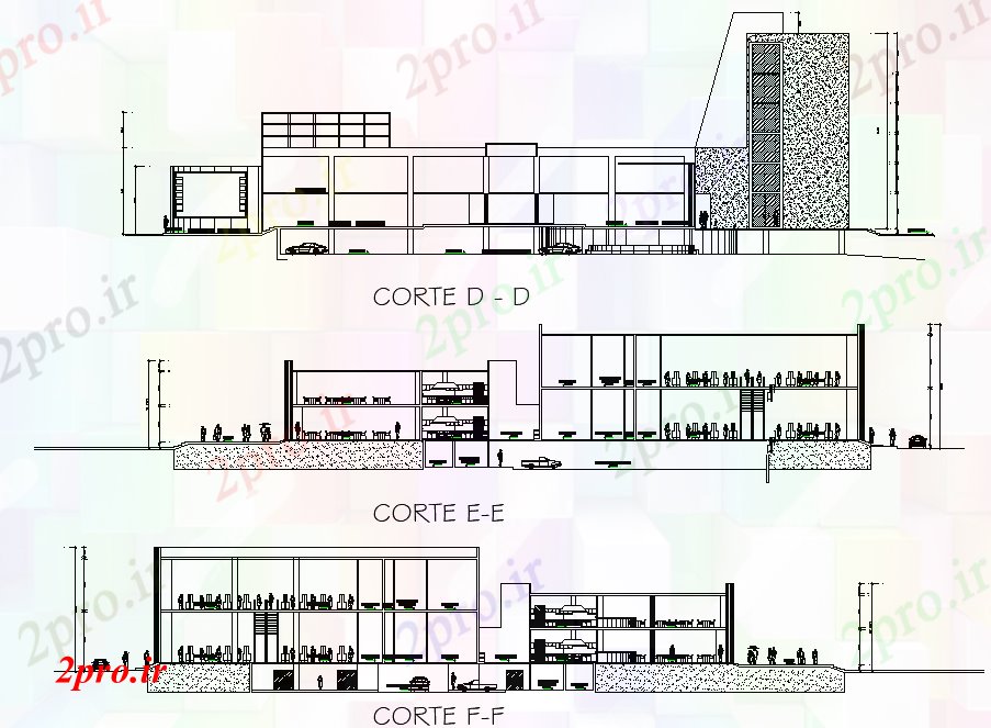 دانلود نقشه هایپر مارکت - مرکز خرید - فروشگاه جزئیات بخش خرید بازار 74 در 90 متر (کد76220)