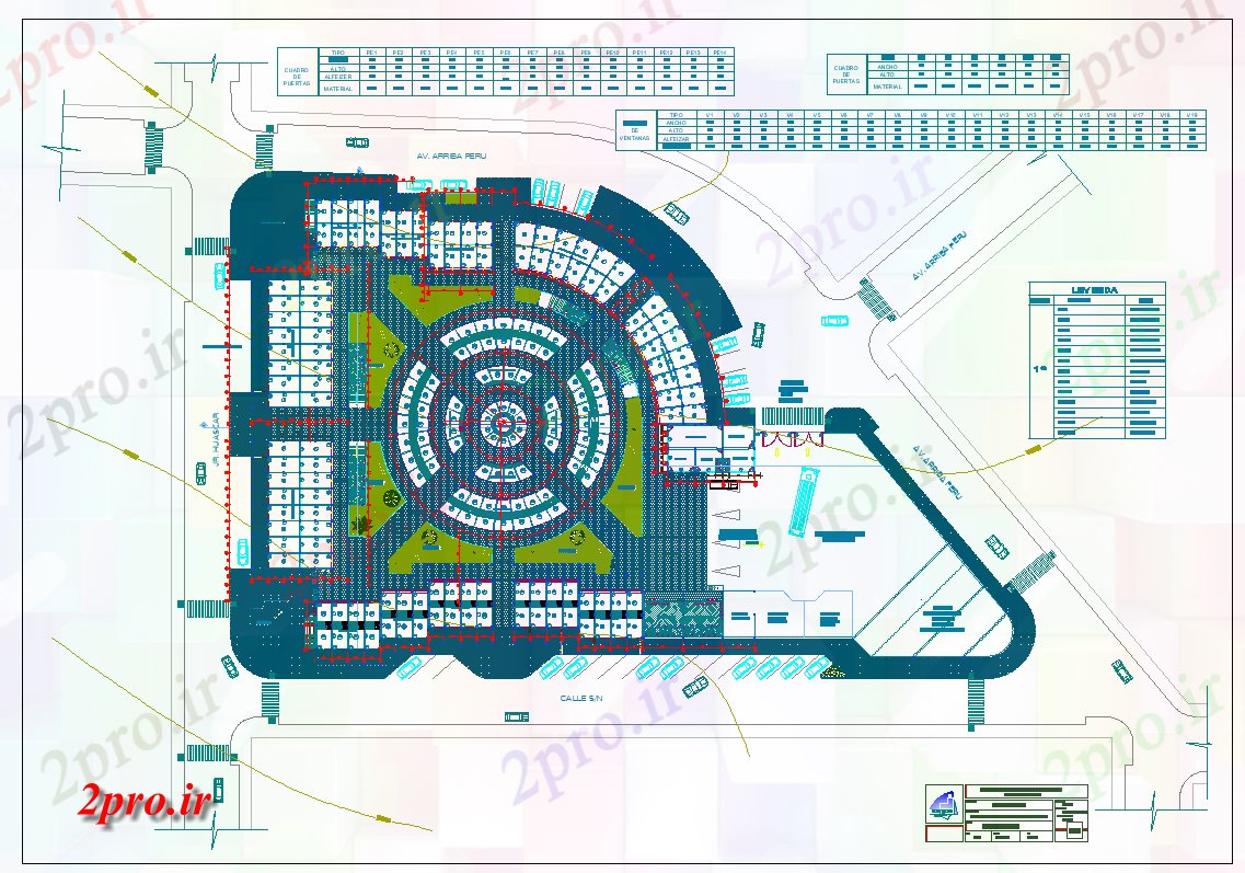 دانلود نقشه جزئیات معماری پروژه محوطه سازی بازار (کد76270)