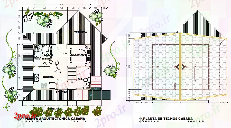 دانلود نقشه مسکونی ، ویلایی ، آپارتمان کوه کابین طراحی 5 در 6 متر (کد76305)