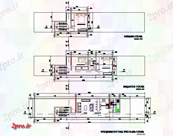 دانلود نقشه مسکونی ، ویلایی ، آپارتمان برنامه مسکن چیدمان 4 در 13 متر (کد76323)