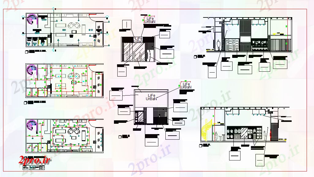 دانلود نقشه هایپر مارکت - مرکز خرید - فروشگاه خرید مجتمع طراحی پروژه 6 در 14 متر (کد76338)