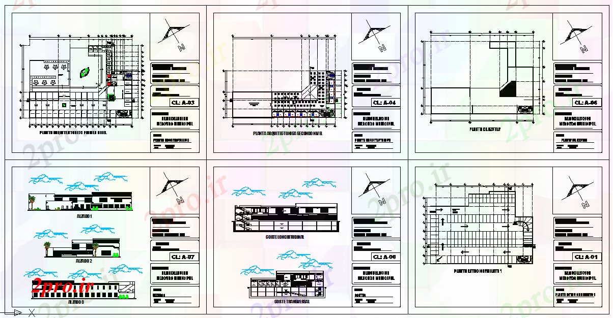 دانلود نقشه ساختمان اداری - تجاری - صنعتی بازسازی تجاری طراحی میدان 51 در 71 متر (کد76340)