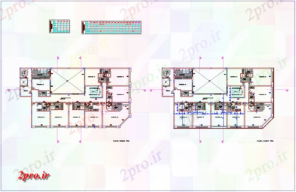 دانلود نقشه ساختمان اداری - تجاری - صنعتی سوم و طرحی طبقه چهارم با نظر ساختمان تجاری 15 در 26 متر (کد76361)