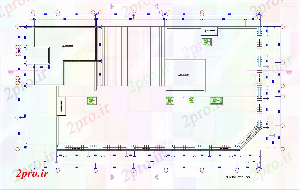 دانلود نقشه ساختمان اداری - تجاری - صنعتی طرحی سقف با نظر ساختمان تجاری 15 در 26 متر (کد76367)