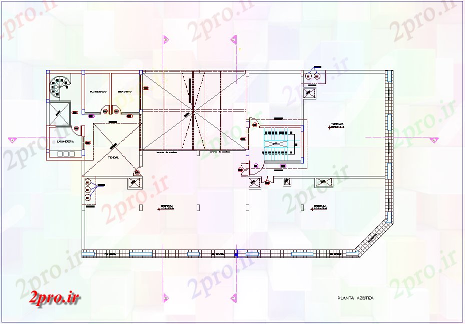 دانلود نقشه ساختمان اداری - تجاری - صنعتی طرحی سقف با ساختمان تجاری 15 در 26 متر (کد76368)